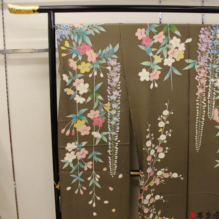 振袖 本加賀友禅 落款 仮絵羽 未仕立て 昭和後期 秘蔵品 蔵出し品 経年
