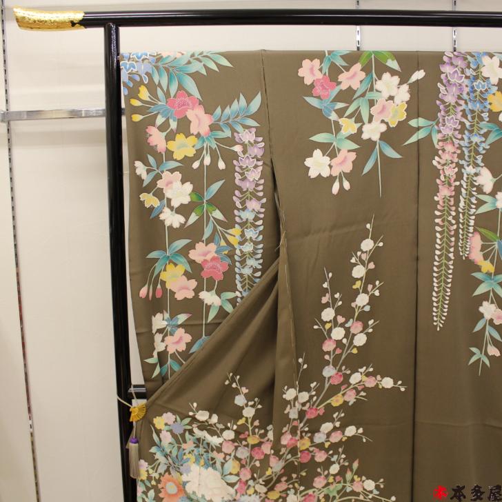 振袖 本加賀友禅 落款 仮絵羽 未仕立て 昭和後期 秘蔵品 蔵出し品 経年