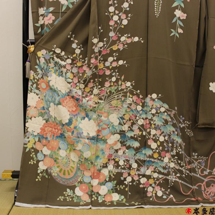 振袖 本加賀友禅 落款 仮絵羽 未仕立て 昭和後期 秘蔵品 蔵出し品 経年