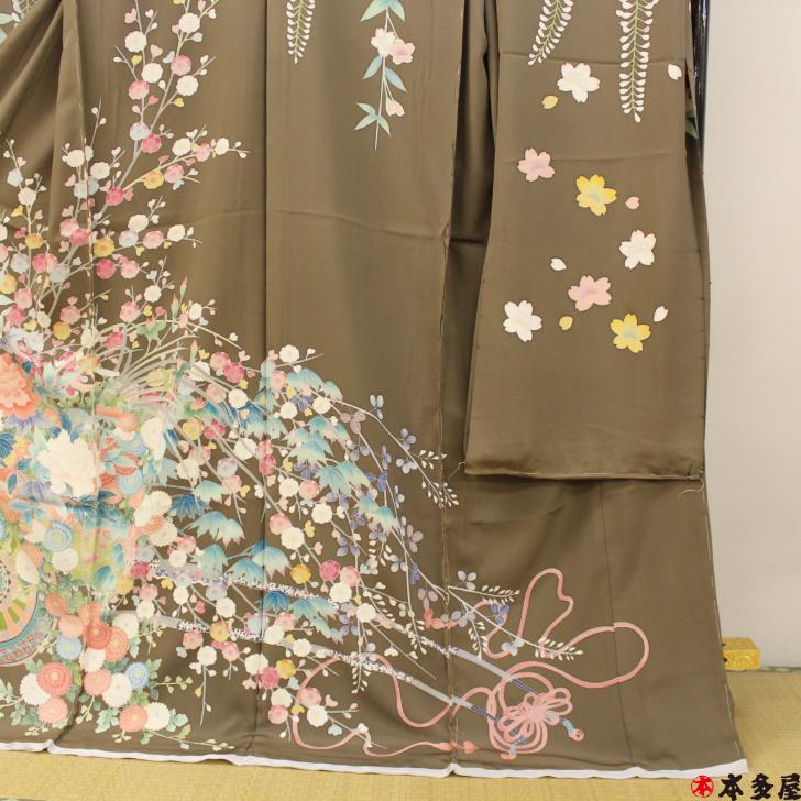 振袖 本加賀友禅 落款 仮絵羽 未仕立て 昭和後期 秘蔵品 蔵出し品 経年