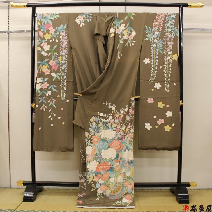 振袖 本加賀友禅 落款 仮絵羽 未仕立て 昭和後期 秘蔵品 蔵出し品 経年