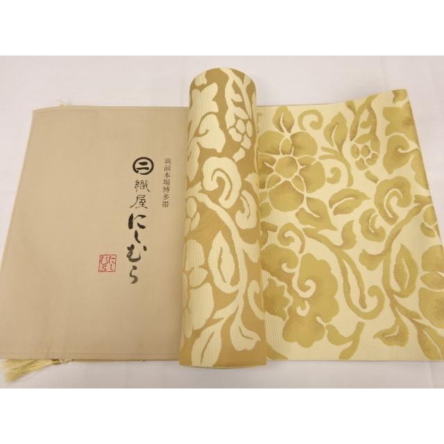 名古屋帯 生地 反物 風通唐草朱子文様 西村織物 織屋にしむら 八寸 