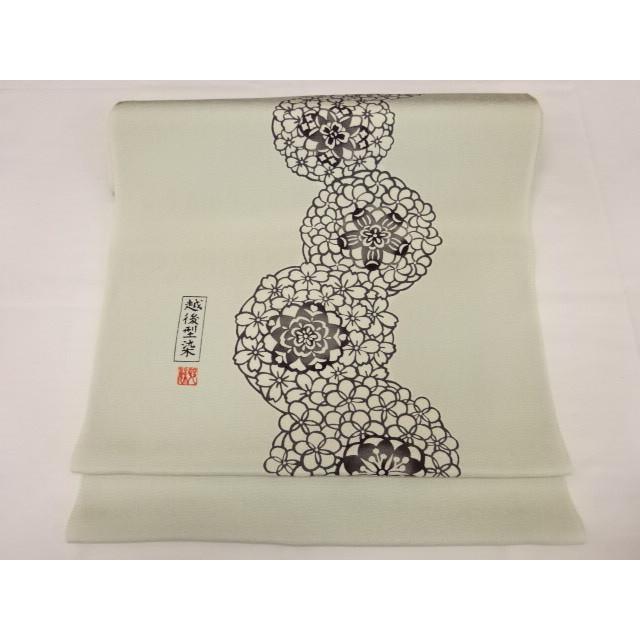 名古屋帯 なごやおび 生地 反物 越後型染 福井県 染帯 染め帯 落款入り  