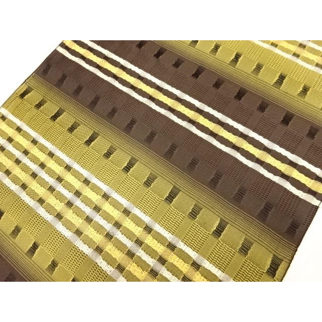 名古屋帯 生地 反物 和紙糸 ブラウン ゴールド 茶 金 西陣織 京都府 
