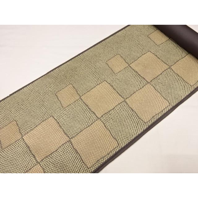 訳あり ヤケ有 タグ無し 名古屋帯 墨灰系色地 かのこ 鹿の子 絞り織り  