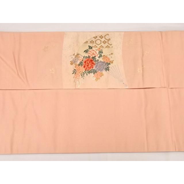 訳あり！西陣お洒落全通名古屋帯　綿芯仕立付 　花織 ぼかし 名古屋帯 訳あり ヤケ 黒ずみ有り 出来上り お仕立上り 正絹 西陣織