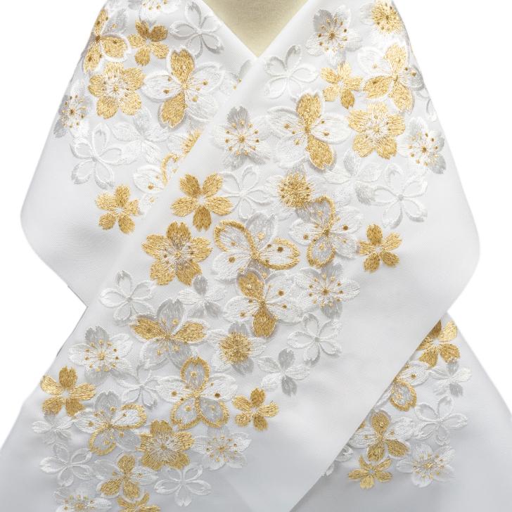 半衿 半襟 さくら 桜 サクラ 豪華刺繍 シルエリー 白 ホワイト 半衿 半襟 さくら 桜 サクラ 豪華刺繍 シルエリー 白 ホワイト