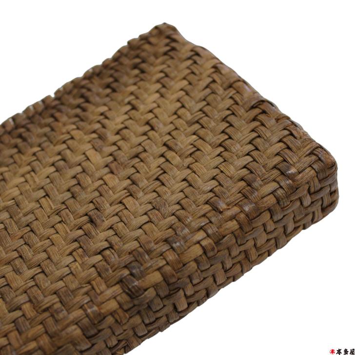 みちのく蔓工芸所 国産 日本産 日本製 一方開き あじろ編み 藍染め