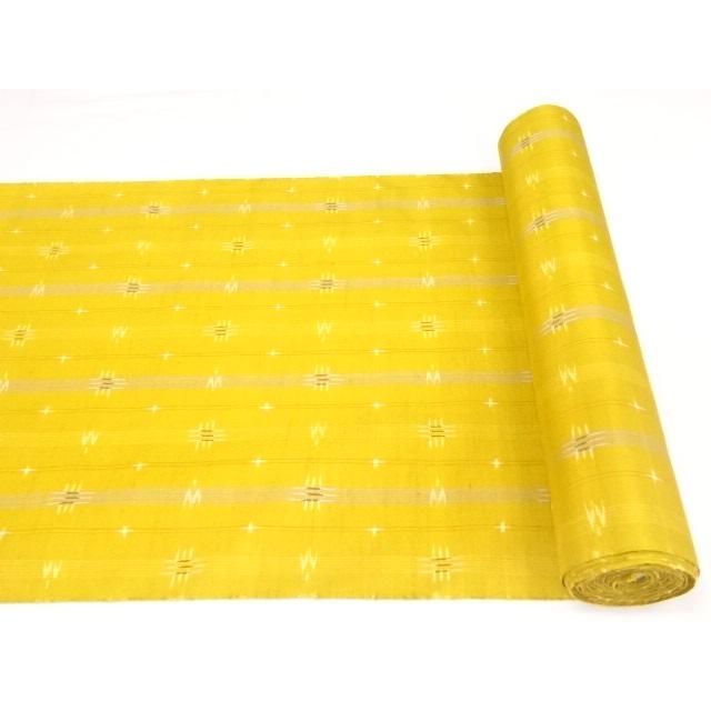 手織 地括り 琉球絣 琉球かすり 反物 着物 着尺 絹100％ 反巾約38cm 未