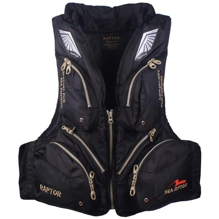 クリスマスツリー特価 Raptor フィッシングベスト フローティングベスト ライフジャケット 海釣り 漂流 アウトドア通気性優れる 多機能 ブラック ライフジャケット Fixtest Care Harmony Com