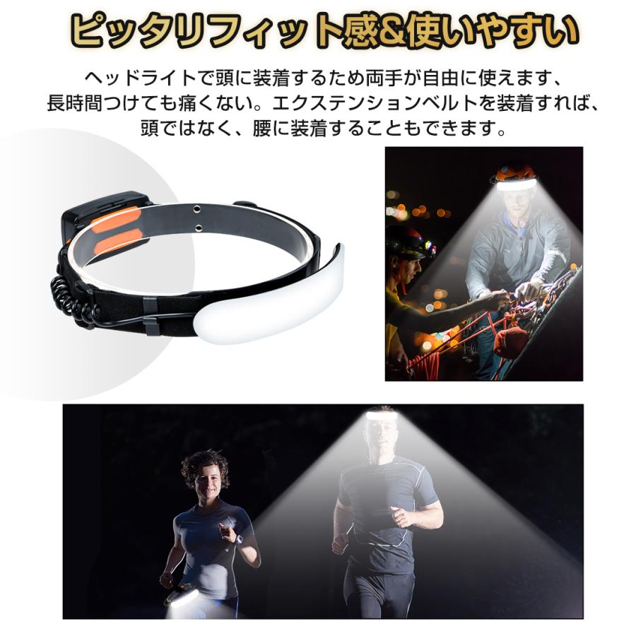 10％OFFクーポン！ ヘッドライト 充電式 USB LED ヘッドランプ 広角 IPX6防水 ランプ アウトドア キャンプ 登山 作業 釣り 軽量 ヘッド ライト 軽量 明るい 頭用｜honest-online｜10