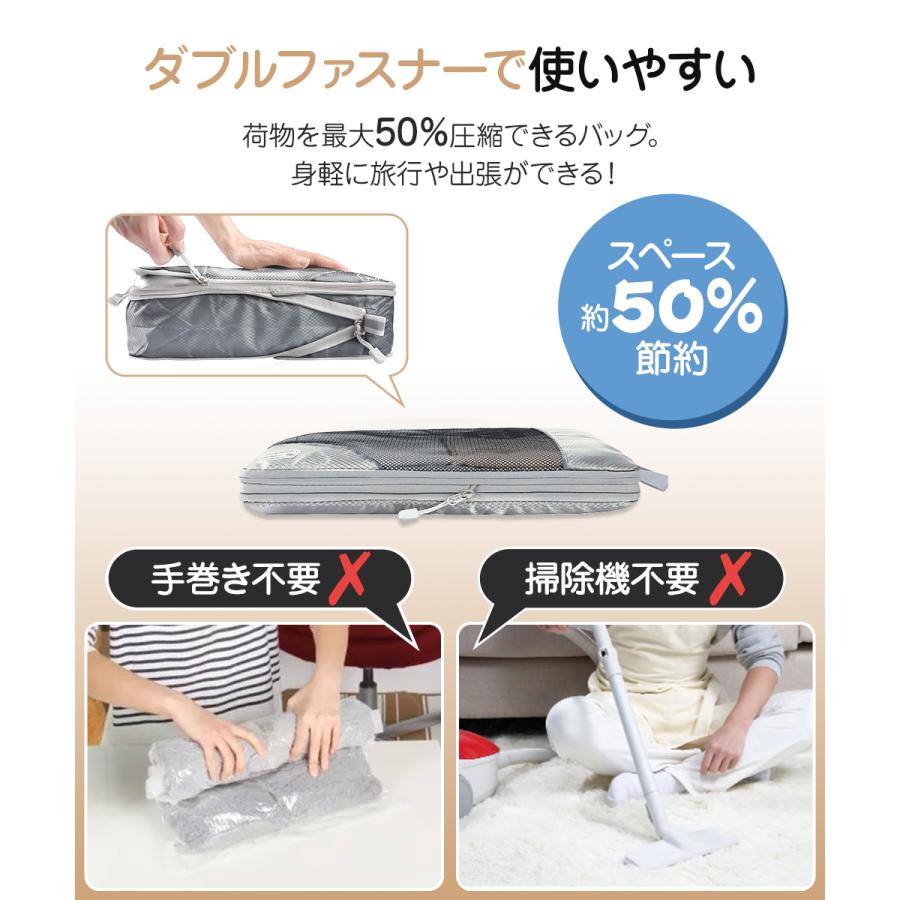 圧縮バッグ XSサイズ ファスナー トラベル ポーチ 旅行 旅行用