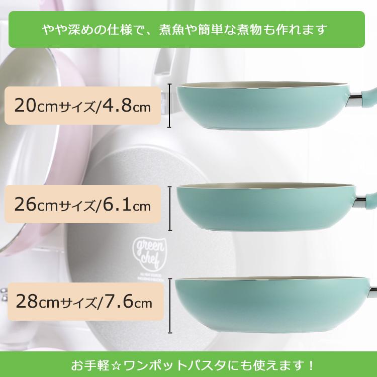 フライパン 20cm グリーンシェフ アースカラー フライパン 20cm ミントグリーン フライパン ih 新生活 セラミックフライパン CC005423-004｜honest｜11