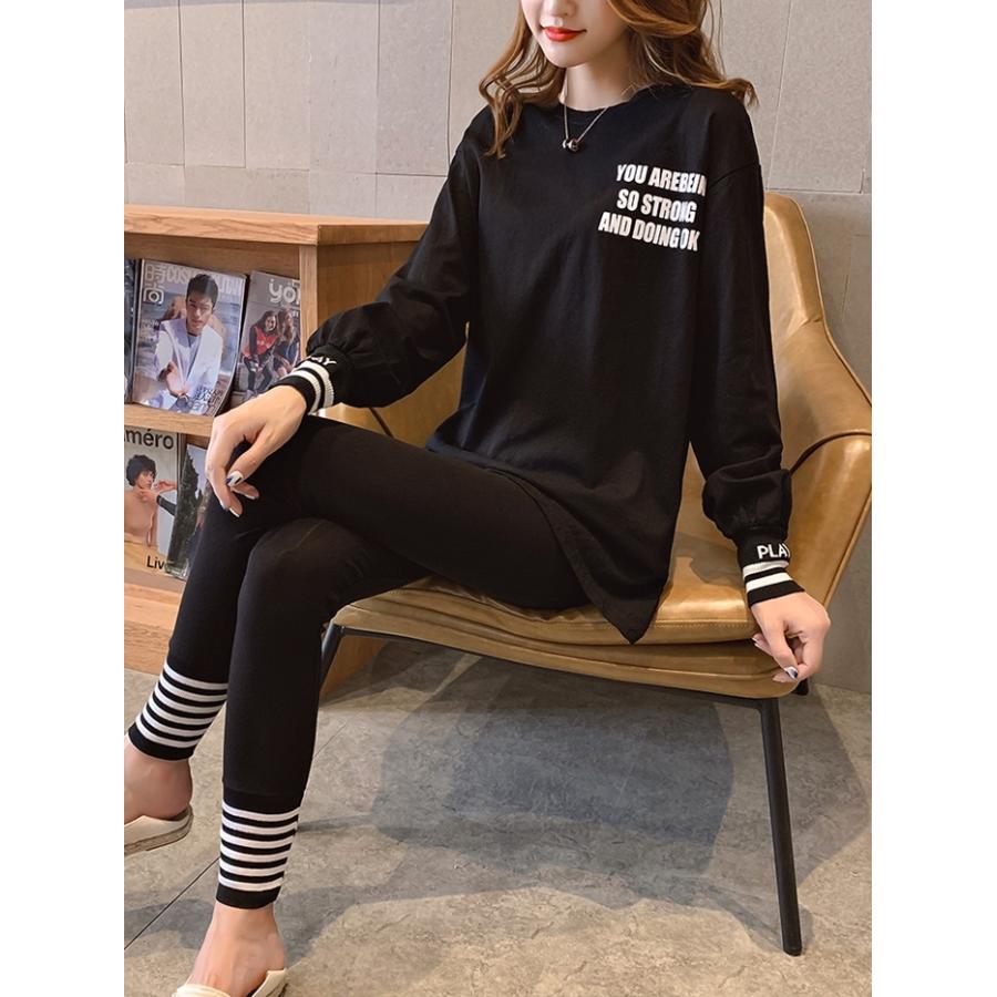 韓国 ファッション レディース トップス Tシャツ カットソー 秋 冬 カジュアル スポーティ 着回し 英字ロゴ モノトーン ロンt Nalog380 代 30代 40代 Tnalog380 韓国ワンピース ドレス Natu Loha 通販 Yahoo ショッピング