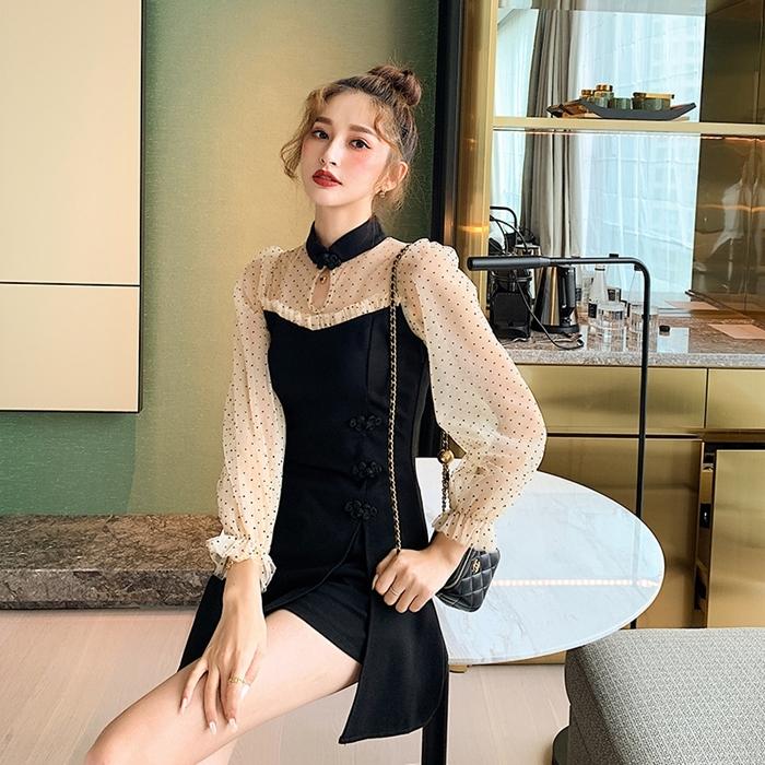 韓国 パーティードレス お呼ばれワンピース 春 秋 冬 ブライダル チャイナドレス風 シースルー ショーパンセット Naloi3 代 30代 40代 Tnaloi3 韓国ワンピース ドレス Natu Loha 通販 Yahoo ショッピング