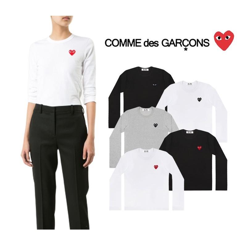 再値下げ コムデギャルソン プレイ Comme Des Garcons Play レディース トップス 黒ハート 赤ハート ロンt 長袖 Tシャツ Heart Logo Tshirt 速達メール便送料無料 Www Skylanceronline Com