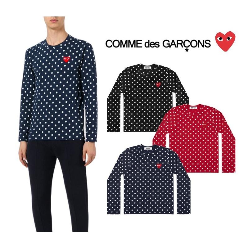 コムデギャルソン プレイ Comme Des Garcons Play メンズ トップス 赤ハート ドット ロンt 長袖 Tシャツ Heart Logo Tshirt T166 051 Honeybees 通販 Yahoo ショッピング