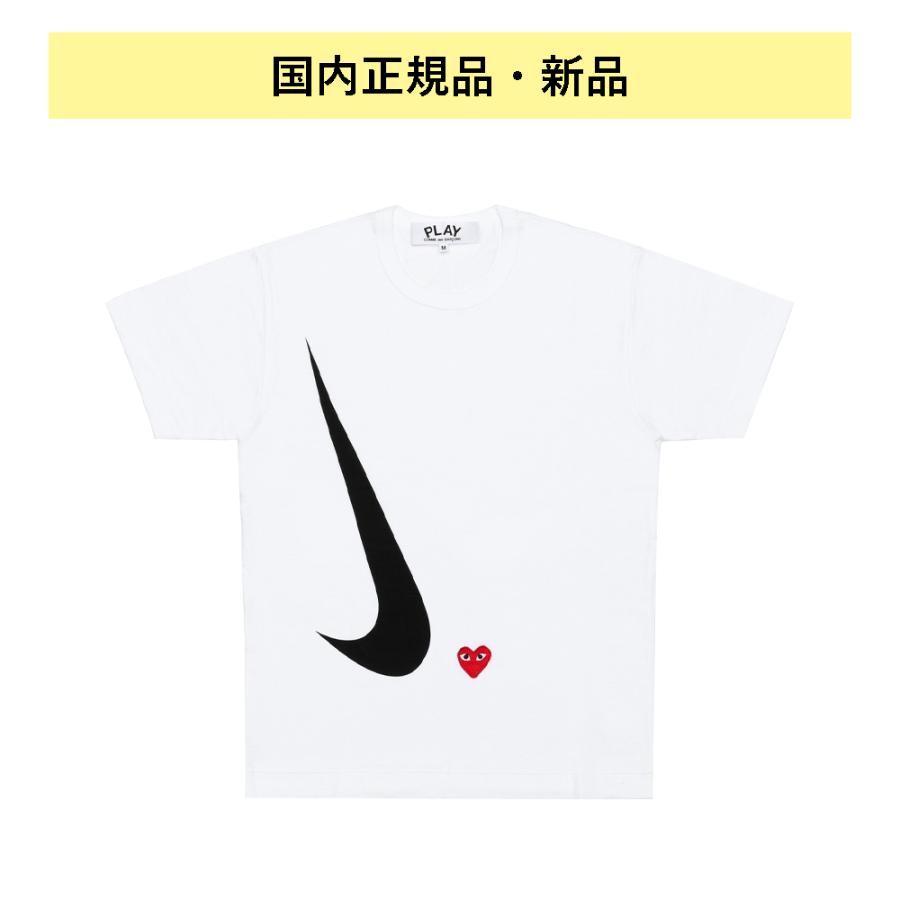 最安値挑戦 コムデギャルソン プレイ X ナイキ コラボ Wネーム Comme Des Garcons Play X Nike レディース トップス 半袖 Tシャツ 交換無料 Toscelikspecialsteel Com