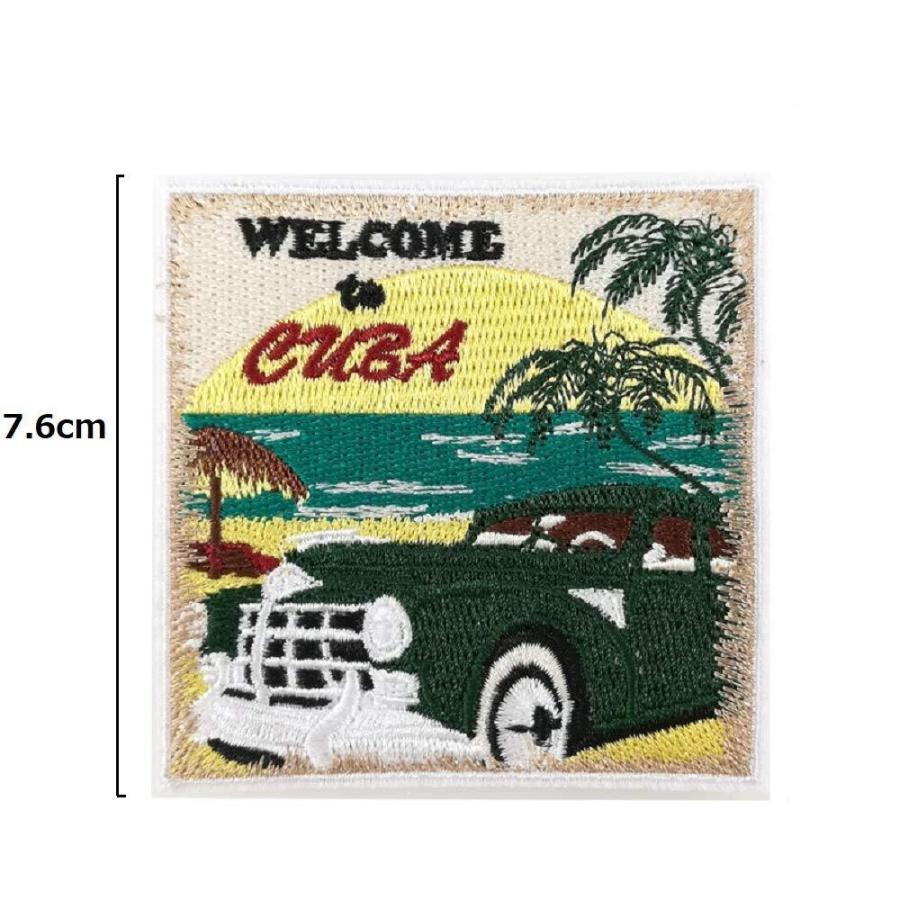 大切な人へのギフト探し Cuba キューバ 刺繍 アップリケ クラシックカー 海 ココナッツの木 ワッペン アイロン パッチ 海外旅行用品 Wantannas Go Id