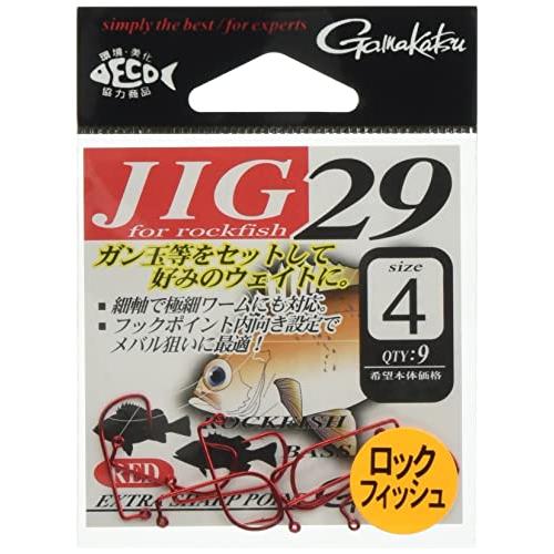 がまかつ Gamakatsu 爆買い送料無料 JIG29 大注目 レッド フック 4号 釣り針