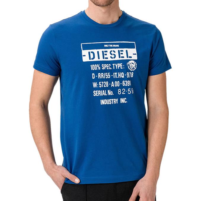 DIESEL ディーゼル Tシャツ クルーネック 半袖 メンズ 00SEFZ 0091A T-DIEGO-S1 ブリント ロゴ DS41328SL  メール便送料無料