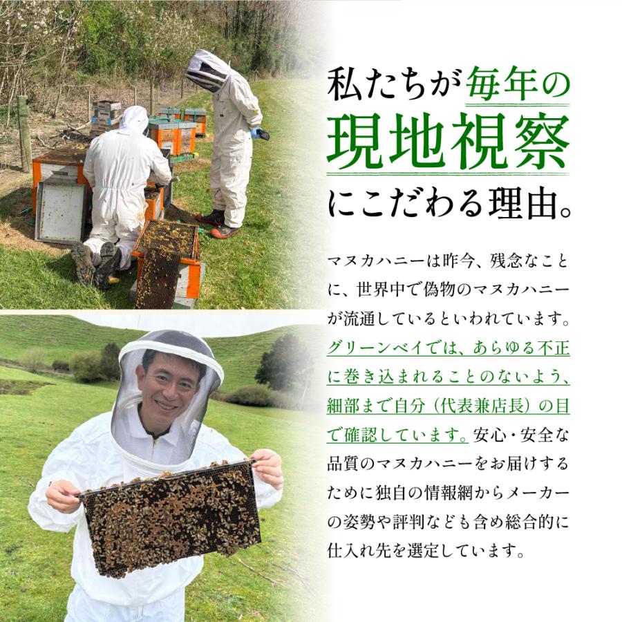 マヌカハニー  UMF10+ 高評価4.7以上 発がん性 不検出 無農薬 はちみつ グリーンベイ プレミアム  送料無料 MGO261以上 非加熱 生マヌカ 250g 爆買 母の日 | GREENBAY PREMIUM | 08
