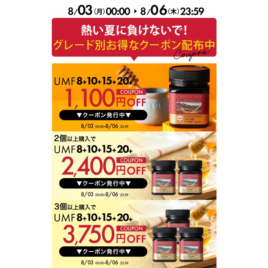 【新品未開封】グリーンベイ プレミアムマヌカハニー　UMF15+ 250g×2個 GREENBAY PREMIUM（グリーンベイプレミアム） マヌカハニー UMF15+