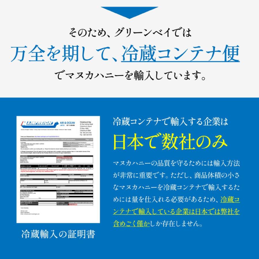 マヌカハニー UMF22+ クール便不要 発がん性 不検出 グリーンベイ 無農薬 はちみつ 250g 送料無料 非加熱 生マヌカ 無農薬 腸活 喉 免疫 健康維持 食べやすい | GREENBAY PREMIUM | 12