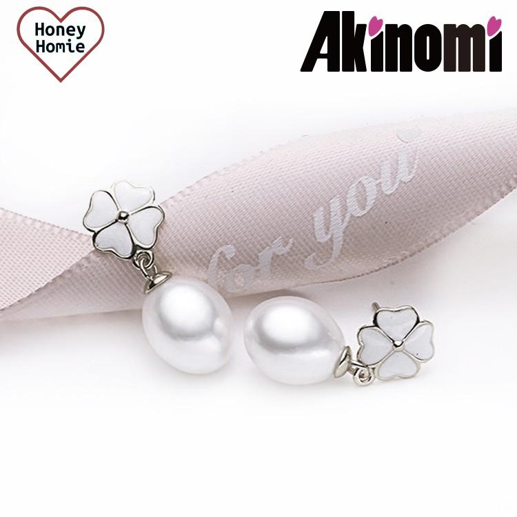 レディース ピアス 天然淡水真珠/淡水パール クローバー 四葉 シルバー