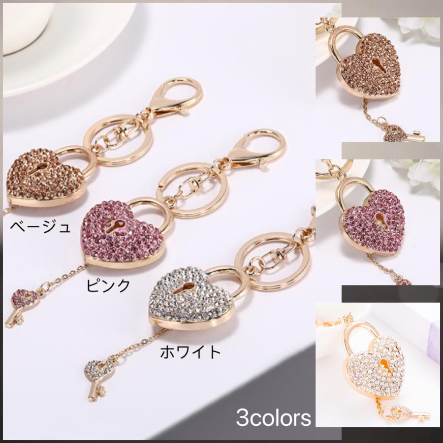 ハート キー クリスタル レディース バッグチャーム キーホルダー