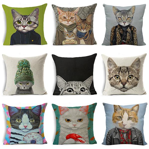2点以上購入で15 Offクーポン クッションカバー 猫 ネコ 45x45cm おしゃれ イラスト