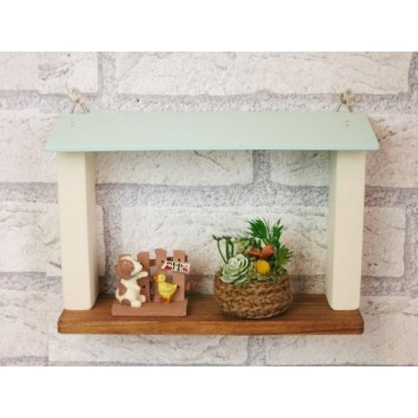 ハンドメイド ピンクの飾り棚 シェルフ ハウス型シェルフ(ピンク)(ミントグリーン)*ハンドメイド 小さなおうち
