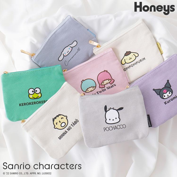 ポーチ 小物入れ ティッシュケース イラストプリント 完売 ロゴ キャンバス サンリオキャラ レディース ハニーズ Honeys 綿