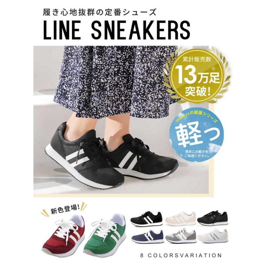 雑誌掲載 Nicola 3月号 靴 シューズ スニーカー レディース スポーツ 黒 グレー 紺 Honeys ハニーズ ラインスニーカー ハニーズ オンラインショップ 通販 Paypayモール