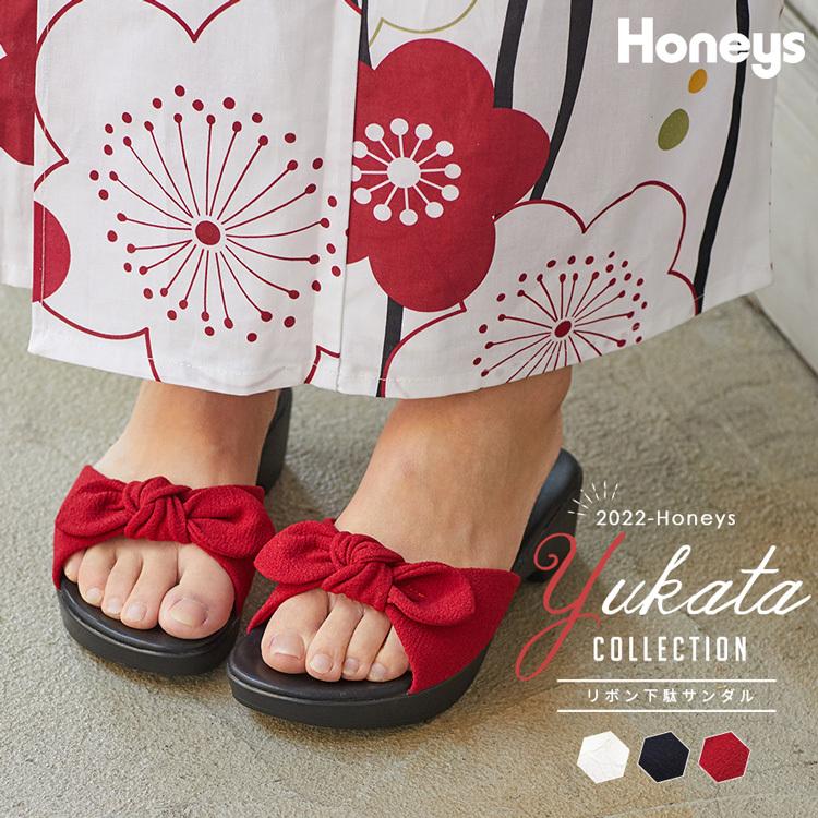 感謝価格 下駄 レディース おしゃれ サンダル 浴衣 女性 大人 ちりめん レース リボン 夏 夏新作 Honeys