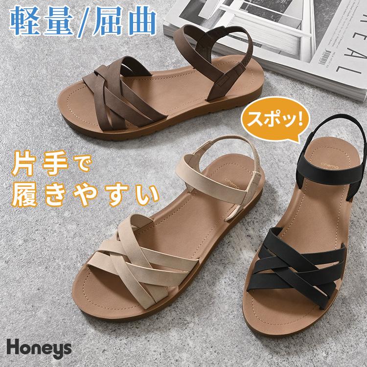Honeys（ハニーズ） サンダル 靴 シューズ 軽量 屈曲 クロスベルト
