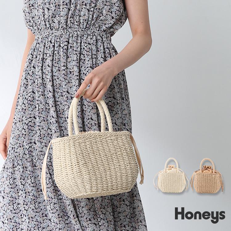 鞄 バッグ カゴバッグ かごバッグ 巾着 雑材 ポケット かわいい おしゃれ レディース 春 夏 Sale セール Honeys ハニーズ 雑材巾着カゴｂａｇ ハニーズ Paypayモール店 通販 Paypayモール