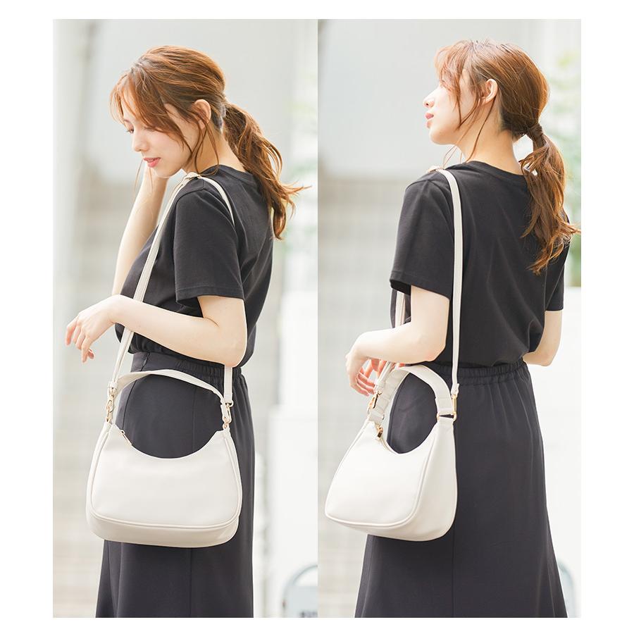 鞄 ハンドバッグ ショルダーバッグ 2way ハーフムーン フェイクレザー 無地 レディース Honeys ハニーズ ハーフムーンハンドBag|ハニーズ |02