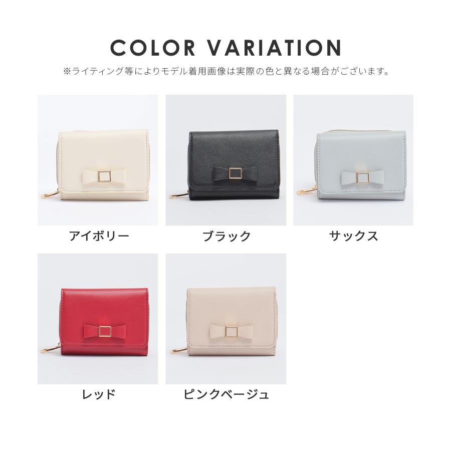 Honeys 財布 ミニ財布 三つ折り ウォレット リボンモチーフ付き Honeys 財布 ミニ財布 三つ折り ウォレット リボンモチーフ付き