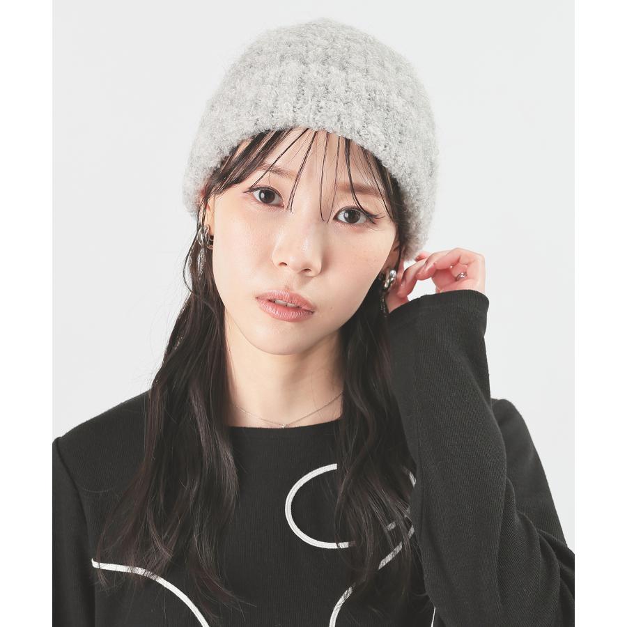 Honeys（ハニーズ） 帽子 リブ編み ブークレ素材 ナイロン混 アクリル