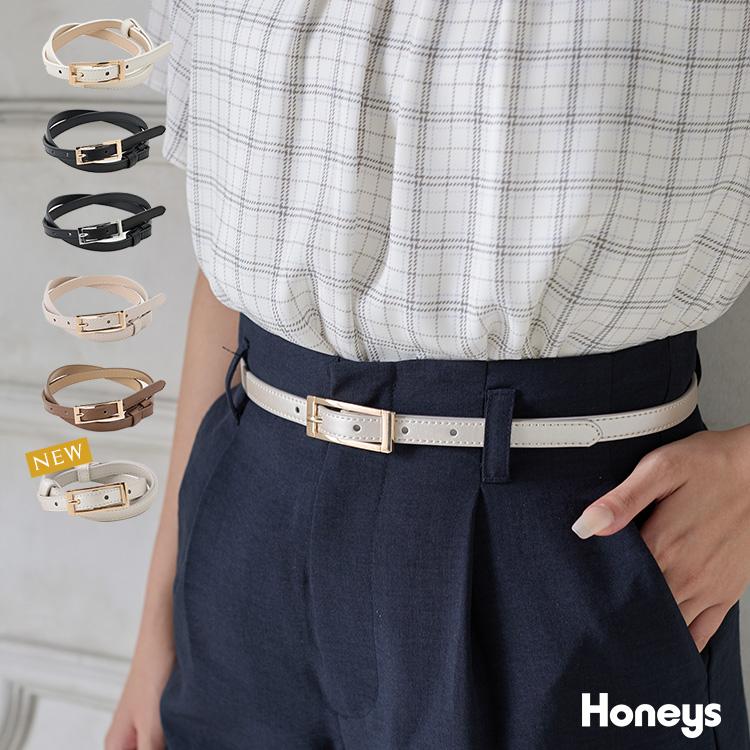 Honeys（ハニーズ） ベルト ナローベルト 細ベルト フェイクレザー