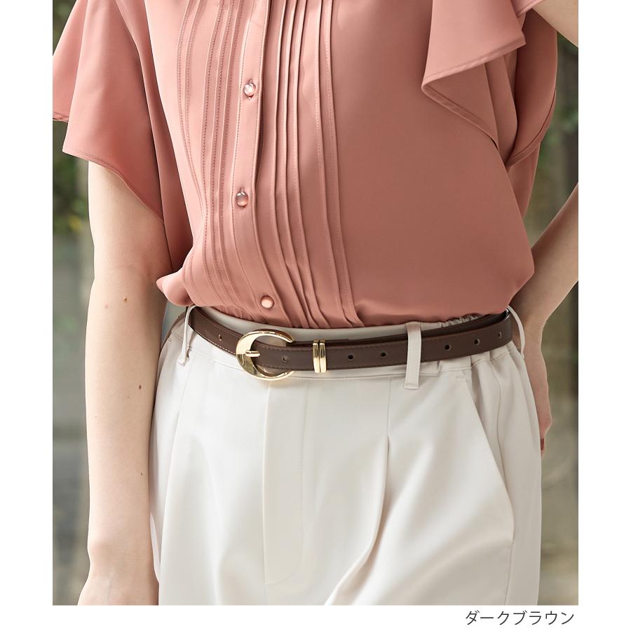 45r ダークブラウン レザー ベルト ラウンドバックル Honeys（ハニーズ） ベルト ラウンドバックル メタルループ 合皮 無地