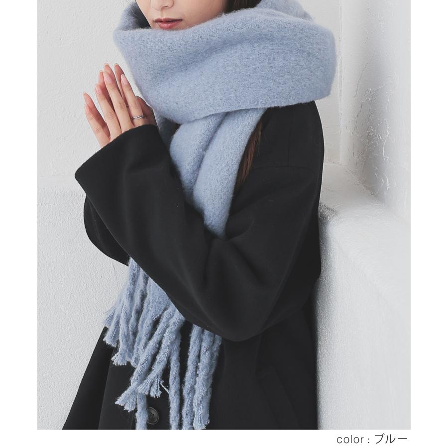 Honeys（ハニーズ） 両面起毛 フェミニン 冬 白 巻き物 防寒 襟巻き