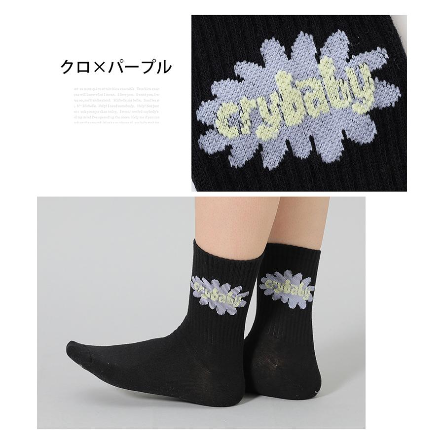 Honeys 靴下 ソックス クルーソックス ロゴ ポップ チラ見せ