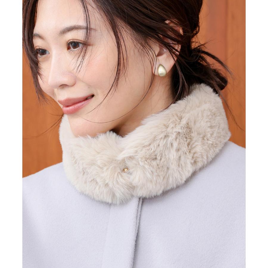 Honeys（ハニーズ） ティペット フェイクファー マグネット 無地 レオパード柄 フェミニン 冬 マフラー ケープ ネックウェア ...