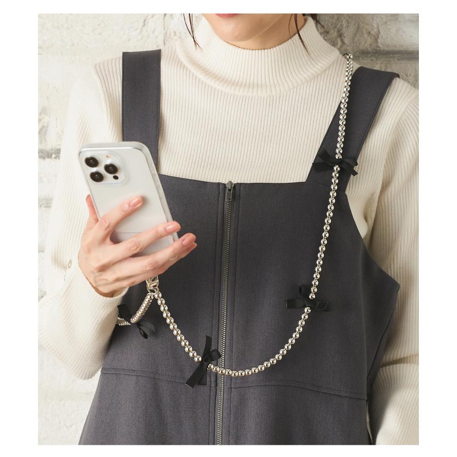 ⑤リボンストラップ Honeys ストラップ スマホストラップ ネックストラップ パール調