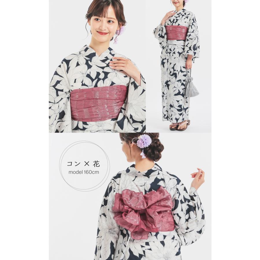 Honeys 浴衣 ゆかた 2025浴衣 花柄 レトロ 古風 浴衣単品 単品