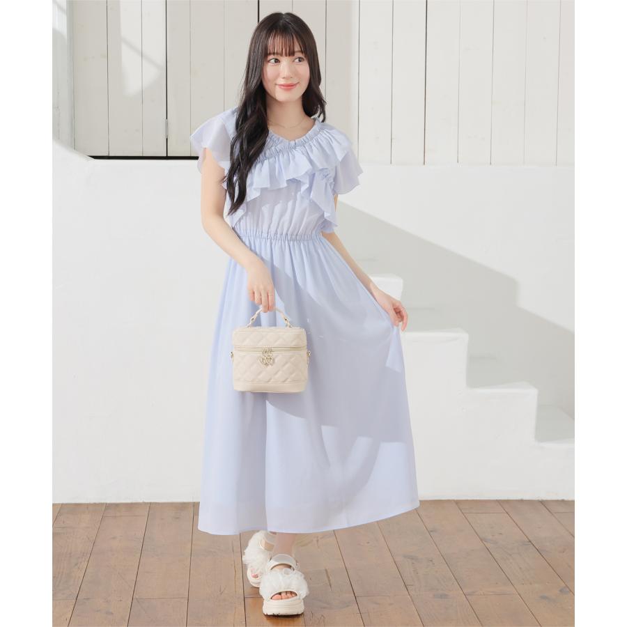 Honeys（ハニーズ） ワンピース 半袖 ロング丈 大きいサイズ フリル V