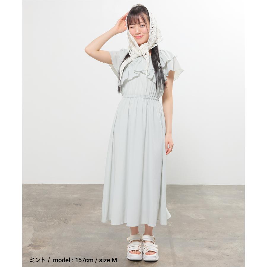 Honeys（ハニーズ） ワンピース 半袖 ロング丈 大きいサイズ フリル V