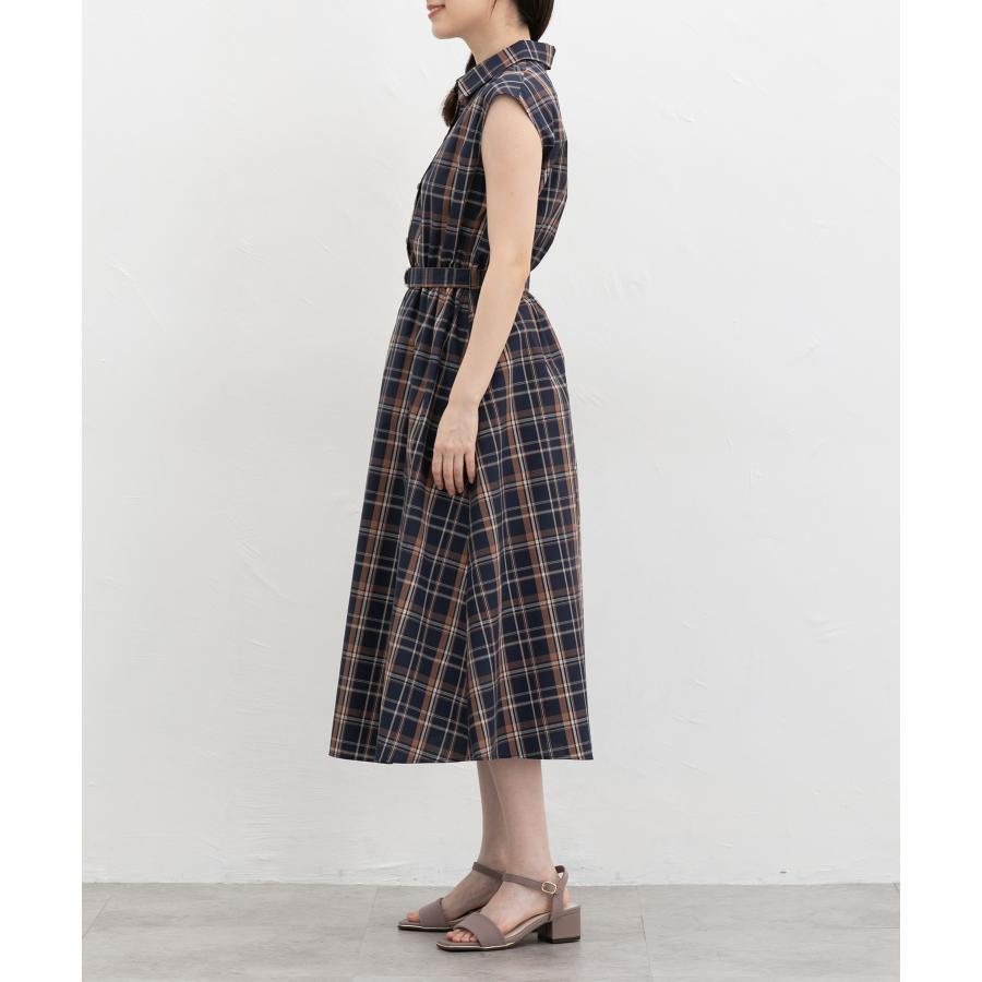 herlipto チェック柄ノースリーブAラインワンピース Honeys（ハニーズ） ワンピース ノースリーブ ロング丈 大きいサイズ